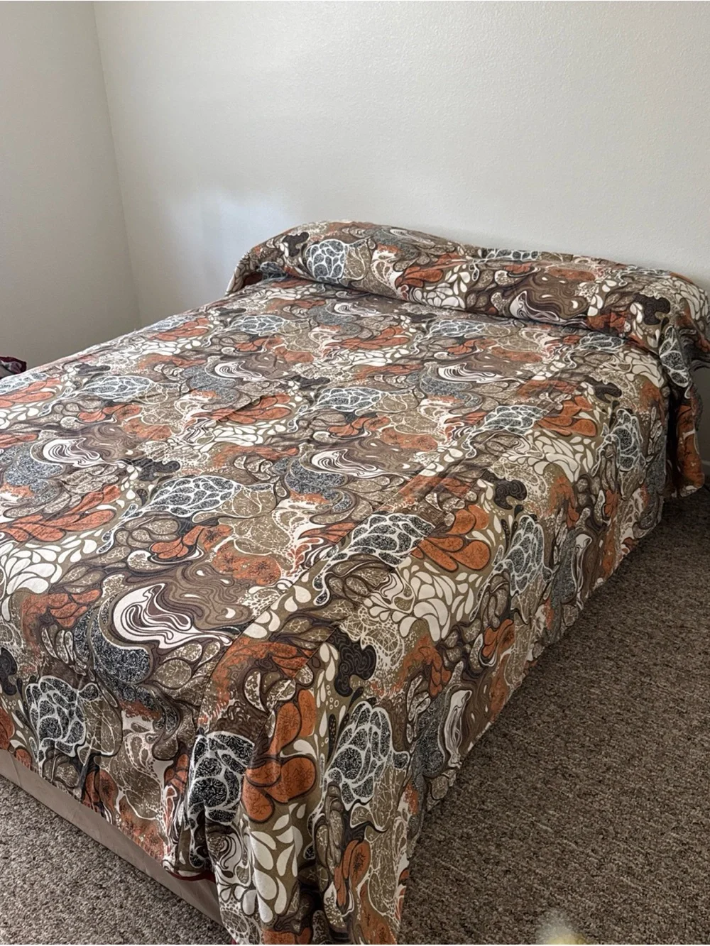 Vintage H.W. Baker Linen Co Bedspread 100x90 Double Retro MCM 70s Abstract USA